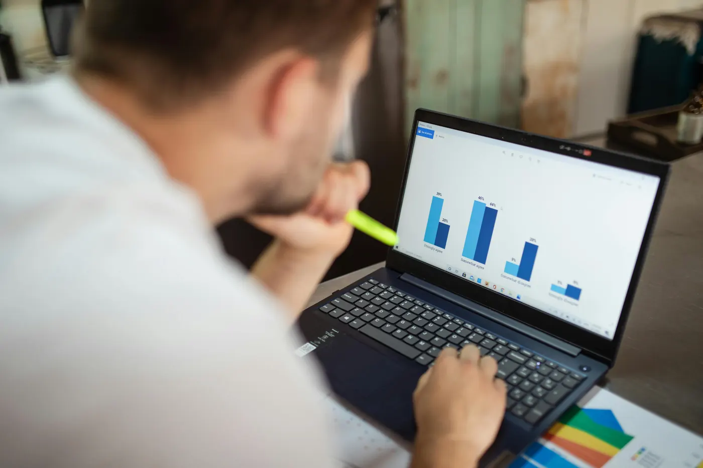 Practice analytics dashboard on a laptop